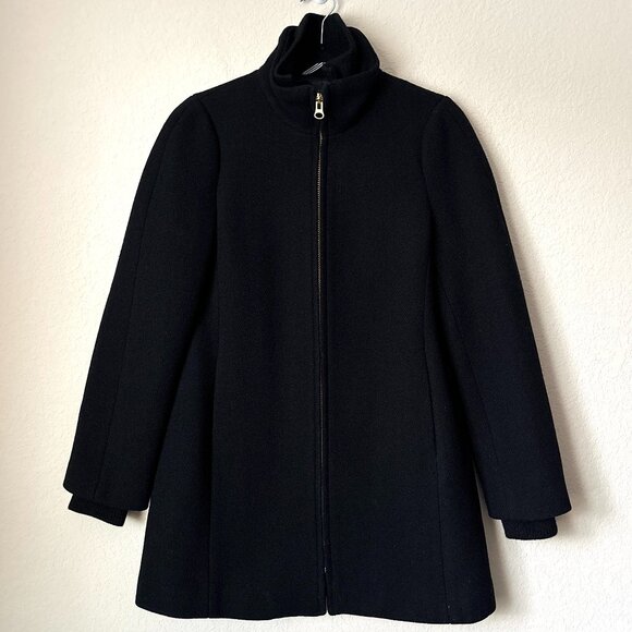 J.Crew Italian Wool Lodge Essential Black Coat in Stadium-Cloth - Picture 2 of 12